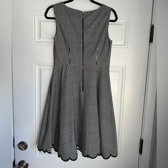 NWT Kate Spade Jazzy Gingham Scalloped Ponte Dress black white size S fit flare‎ - Picture 6 of 6